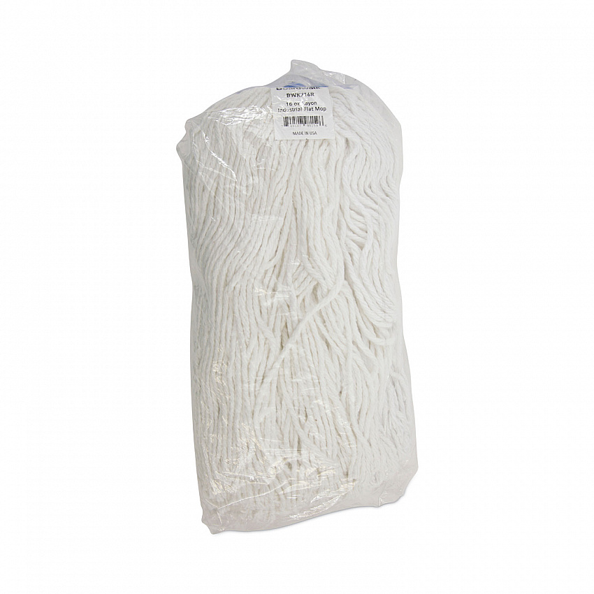 Cut-End Lie-Flat Wet Mop Head, Rayon, 16 oz, White, 12/Carton (716RCT)