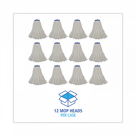Cut-End Lie-Flat Wet Mop Head, Rayon, 16 oz, White, 12/Carton (716RCT)