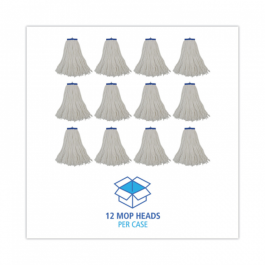 Cut-End Lie-Flat Wet Mop Head, Rayon, 16 oz, White, 12/Carton (716RCT)