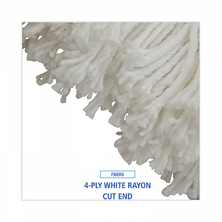 Cut-End Lie-Flat Wet Mop Head, Rayon, 16 oz, White (716REA)