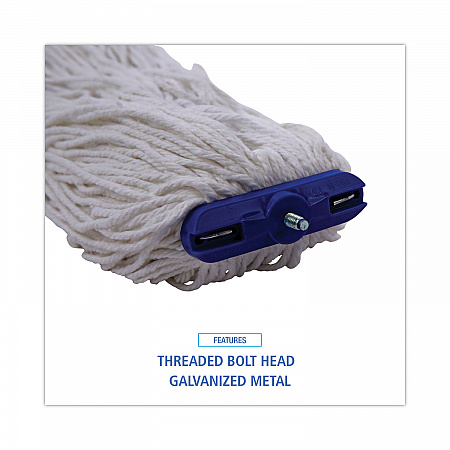 Cut-End Lie-Flat Wet Mop Head, Rayon, 16 oz, White (716REA)