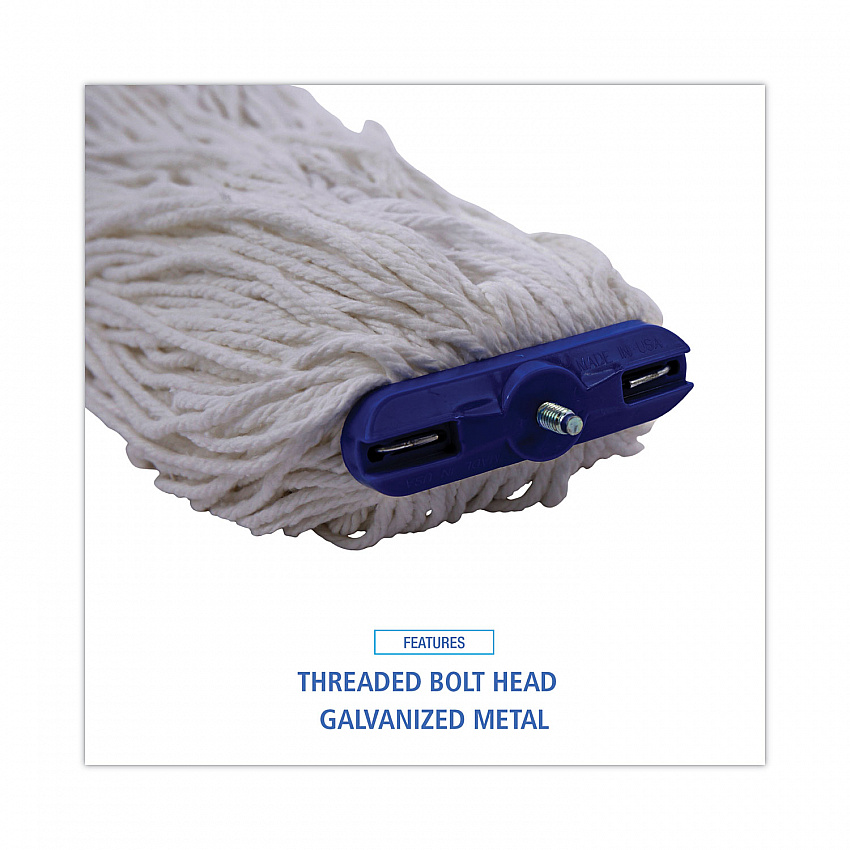 Cut-End Lie-Flat Wet Mop Head, Rayon, 16 oz, White (716REA)