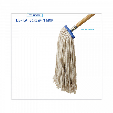 Mop Head, Economical Lie-Flat Head, Cotton Fiber, 20 oz, White, 12/Carton (720C)