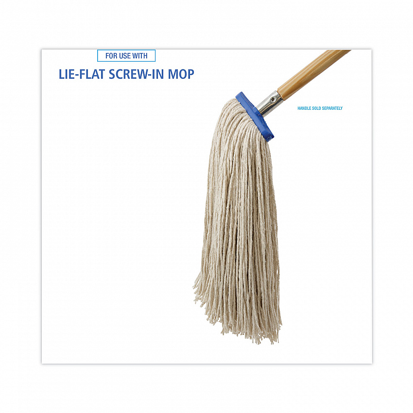 Mop Head, Economical Lie-Flat Head, Cotton Fiber, 20 oz, White, 12/Carton (720C)