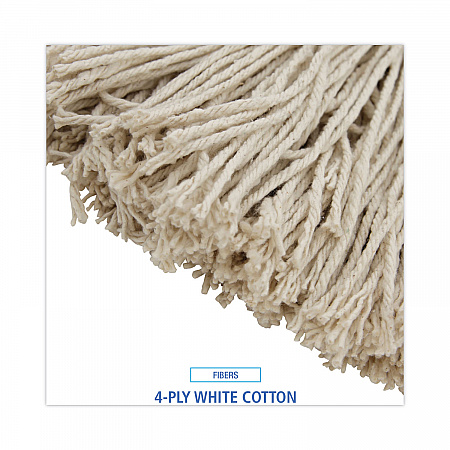 Mop Head, Economical Lie-Flat Head, Cotton Fiber, 20 oz, White, 12/Carton (720C)