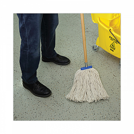 Mop Head, Economical Lie-Flat Head, Cotton Fiber, 20 oz, White, 12/Carton (720C)
