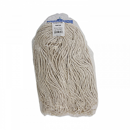 Mop Head, Economical Lie-Flat Head, Cotton Fiber, 20 oz, White, 12/Carton (720C)