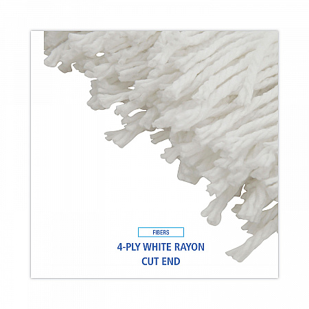 Mop Head, Economical Lie-Flat Head, Rayon Fiber, 20 oz, White, 12/Carton (720R)