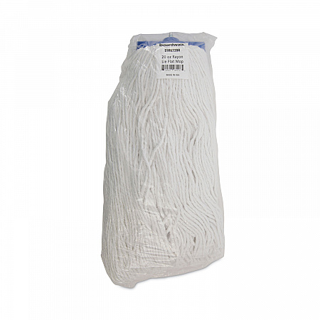 Mop Head, Economical Lie-Flat Head, Rayon Fiber, 20 oz, White, 12/Carton (720R)