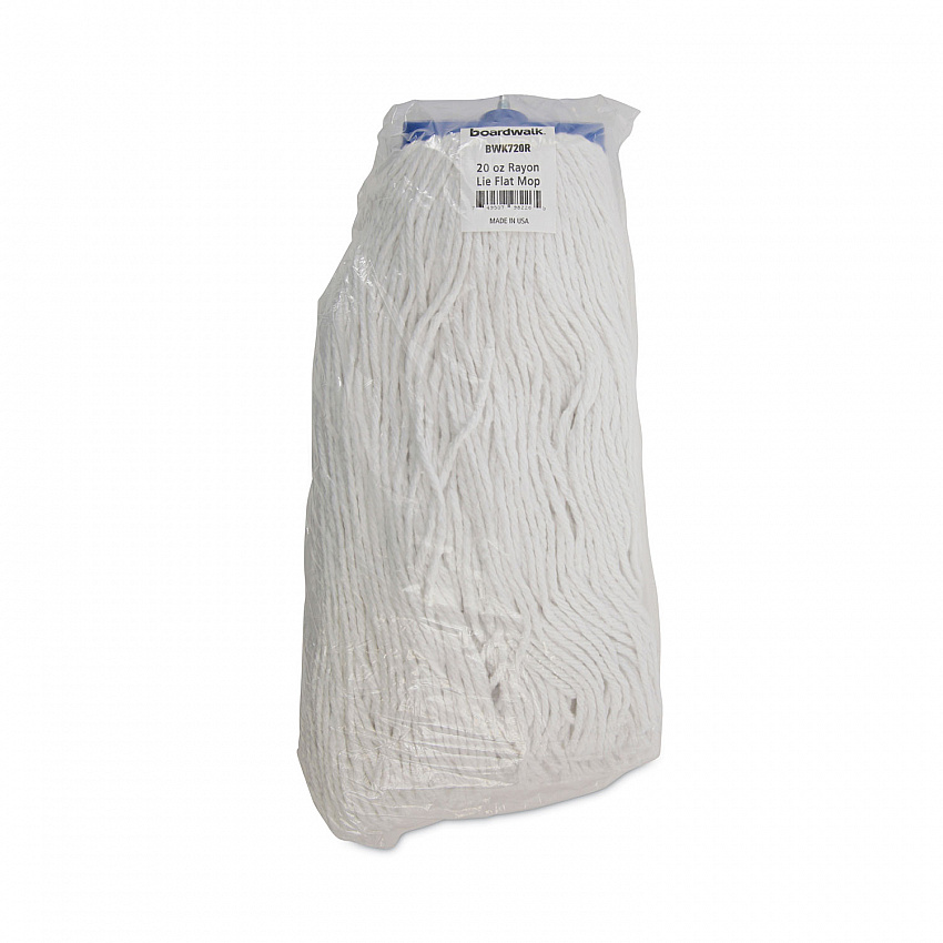Mop Head, Economical Lie-Flat Head, Rayon Fiber, 20 oz, White, 12/Carton (720R)