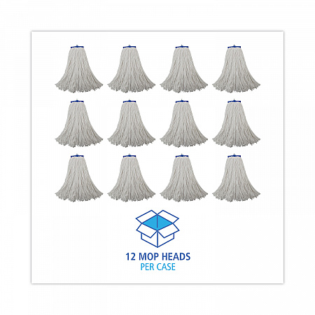Mop Head, Economical Lie-Flat Head, Rayon Fiber, 20 oz, White, 12/Carton (720R)