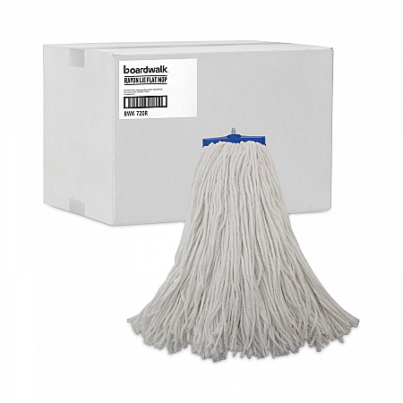 Mop Head, Economical Lie-Flat Head, Rayon Fiber, 20 oz, White, 12/Carton (720R)