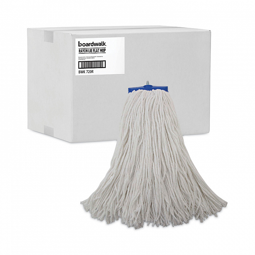 Mop Head, Economical Lie-Flat Head, Rayon Fiber, 20 oz, White, 12/Carton (720R)
