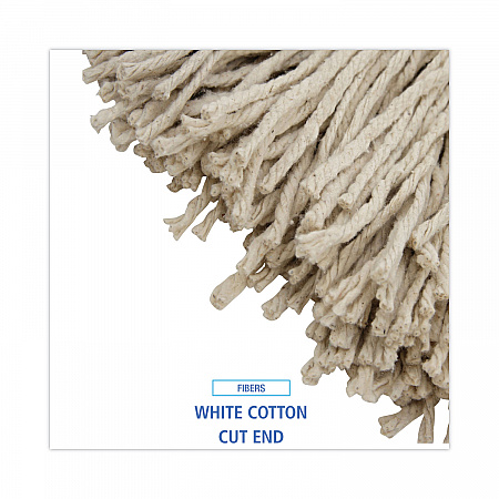 Cut-End Lie-Flat Wet Mop Head, Cotton, 24 oz, White, 12/Carton (724CCT)