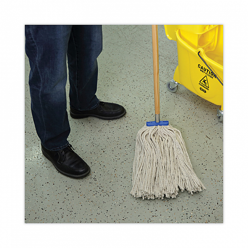 Cut-End Lie-Flat Wet Mop Head, Cotton, 24 oz, White, 12/Carton (724CCT)