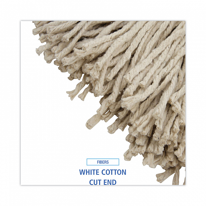 Cut-End Lie-Flat Wet Mop Head, Cotton, 24 oz, White (724CEA)
