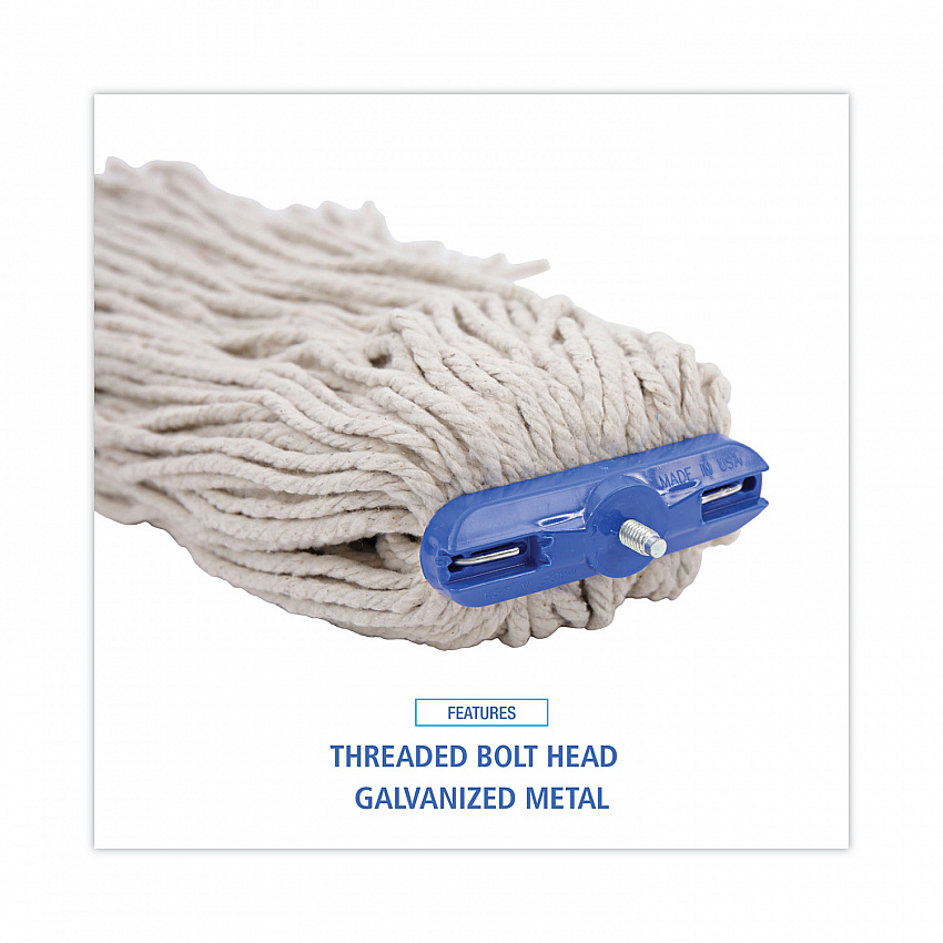 Cut-End Lie-Flat Wet Mop Head, Cotton, 24 oz, White (724CEA)