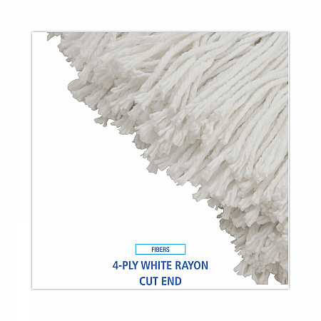 Cut-End Lie-Flat Wet Mop Head, Rayon, 24 oz, White, 12/Carton (724RCT)