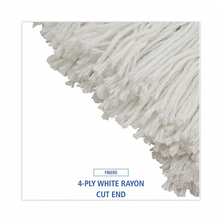 Cut-End Lie-Flat Wet Mop Head, Rayon, 24 oz, White, 12/Carton (724RCT)