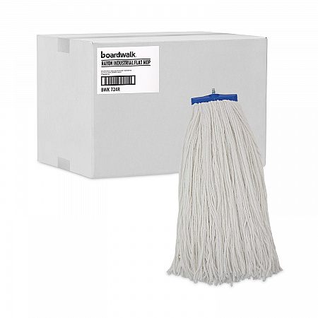Cut-End Lie-Flat Wet Mop Head, Rayon, 24 oz, White, 12/Carton (724RCT)
