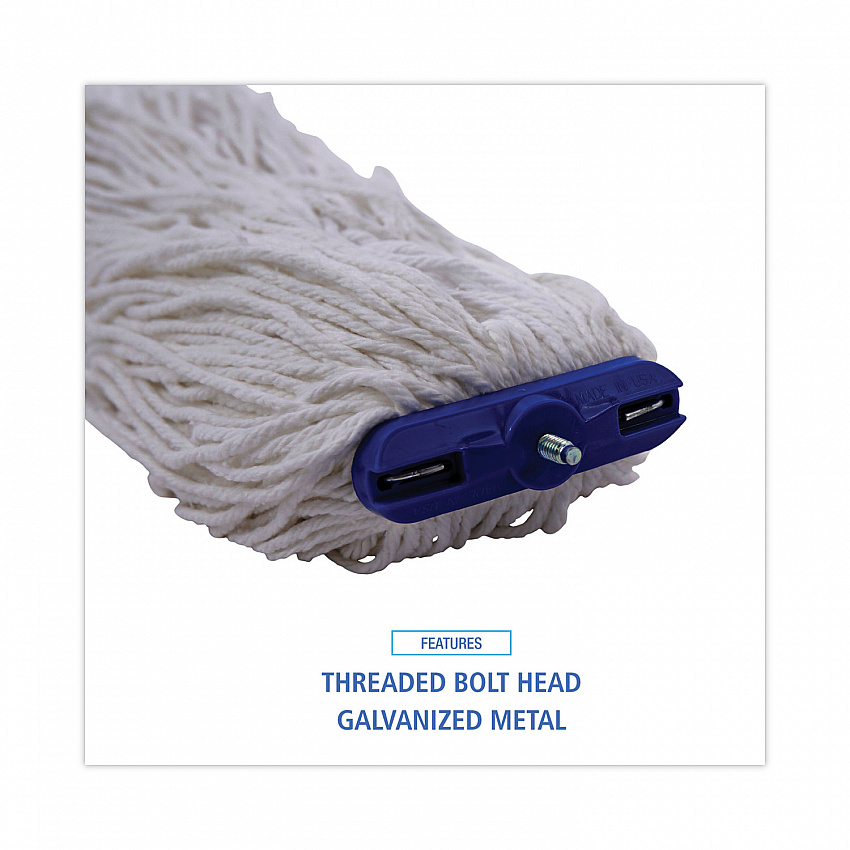 Cut-End Lie-Flat Wet Mop Head, Rayon, 24 oz, White (724REA)