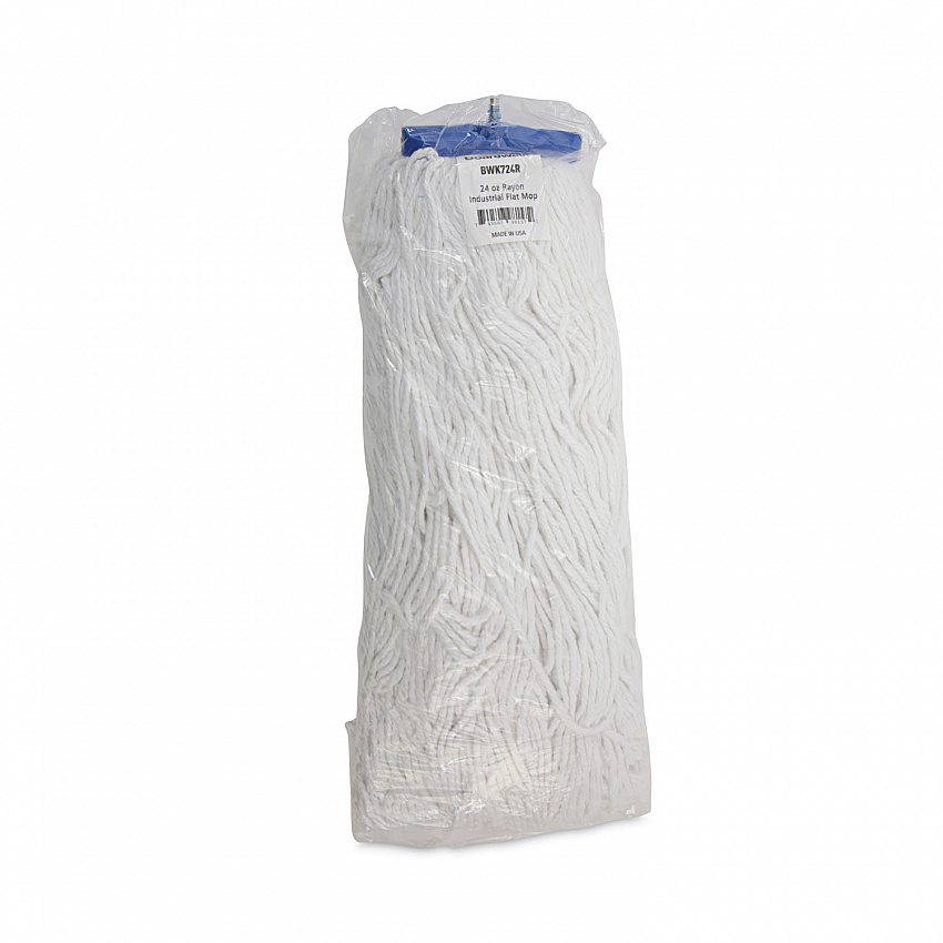 Cut-End Lie-Flat Wet Mop Head, Rayon, 24 oz, White (724REA)