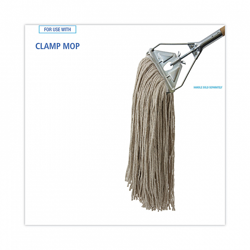 Mop Head, Economical Lie-Flat Head, Cotton Fiber, 32 oz, White, 12/Carton (732C)