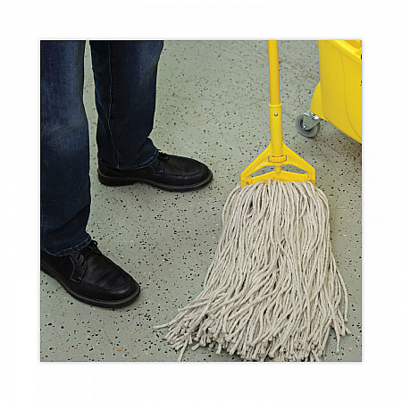 Mop Head, Economical Lie-Flat Head, Cotton Fiber, 32 oz, White, 12/Carton (732C)