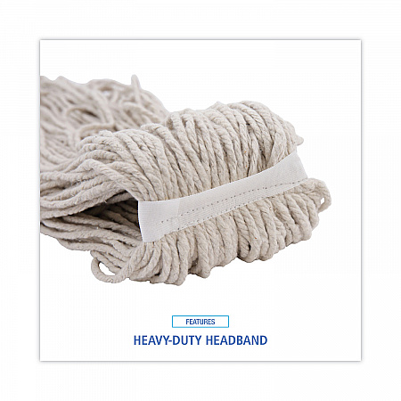 Mop Head, Economical Lie-Flat Head, Cotton Fiber, 32 oz, White, 12/Carton (732C)