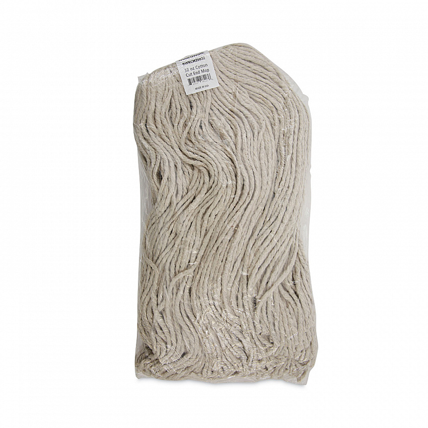 Mop Head, Economical Lie-Flat Head, Cotton Fiber, 32 oz, White, 12/Carton (732C)