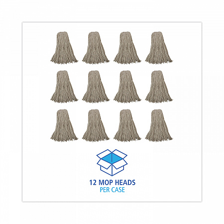 Mop Head, Economical Lie-Flat Head, Cotton Fiber, 32 oz, White, 12/Carton (732C)