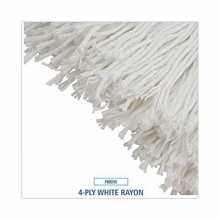 Mop Head, Economical Lie-Flat Head, Rayon Fiber, 32 oz, White, 12/Carton (732R)