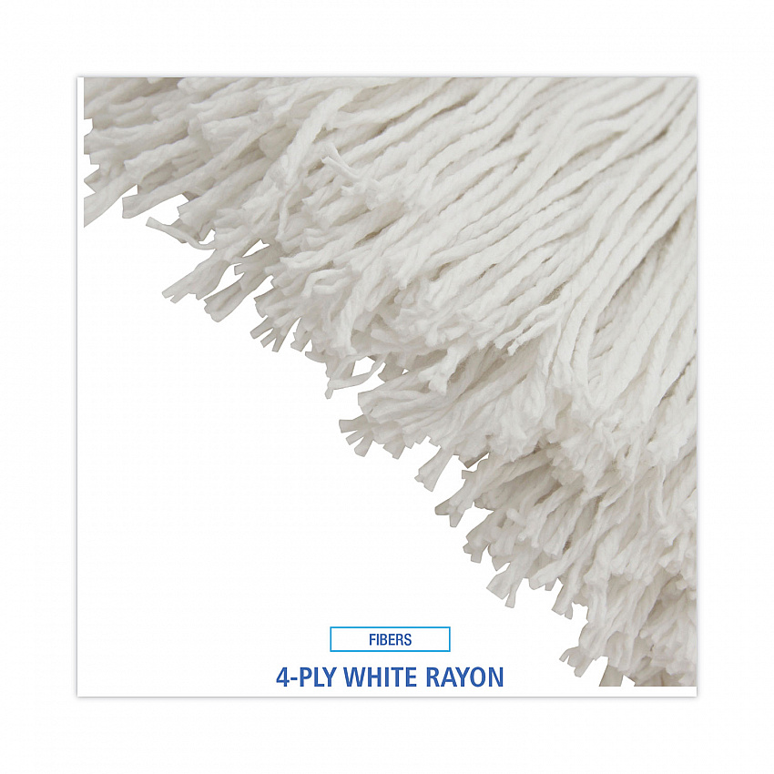 Mop Head, Economical Lie-Flat Head, Rayon Fiber, 32 oz, White, 12/Carton (732R)