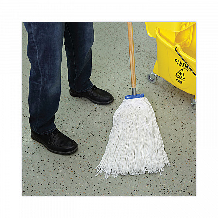 Mop Head, Economical Lie-Flat Head, Rayon Fiber, 32 oz, White, 12/Carton (732R)