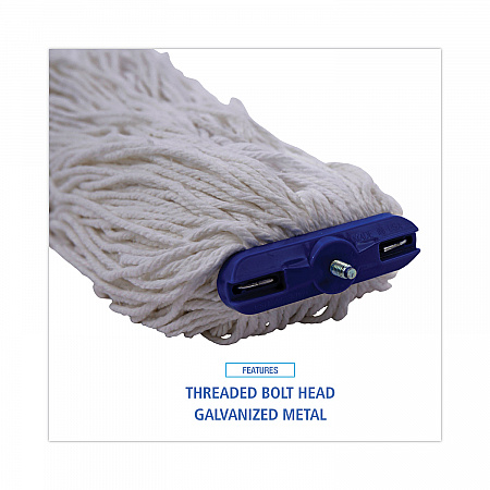 Mop Head, Economical Lie-Flat Head, Rayon Fiber, 32 oz, White, 12/Carton (732R)