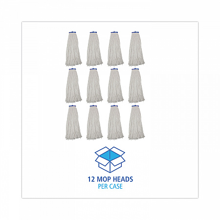 Mop Head, Economical Lie-Flat Head, Rayon Fiber, 32 oz, White, 12/Carton (732R)