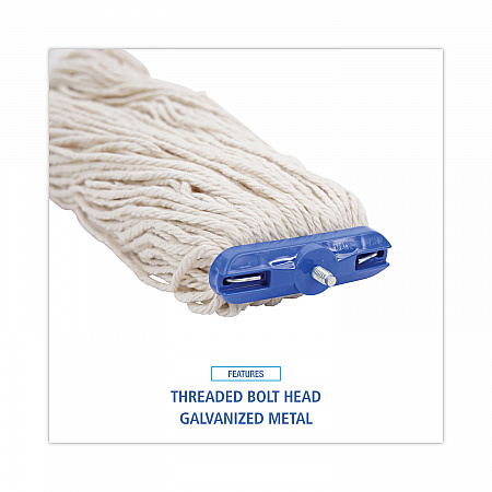 Mop Head, Lie-Flat Head, Cotton Fiber, 24 oz, White, 12/Carton (824C)