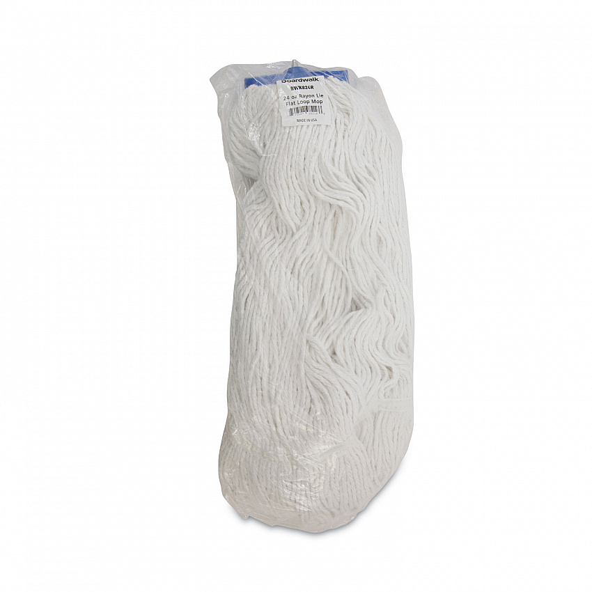Mop Head, Lie-Flat Head, Rayon Fiber, 24 oz, White, 12/Carton (824R)