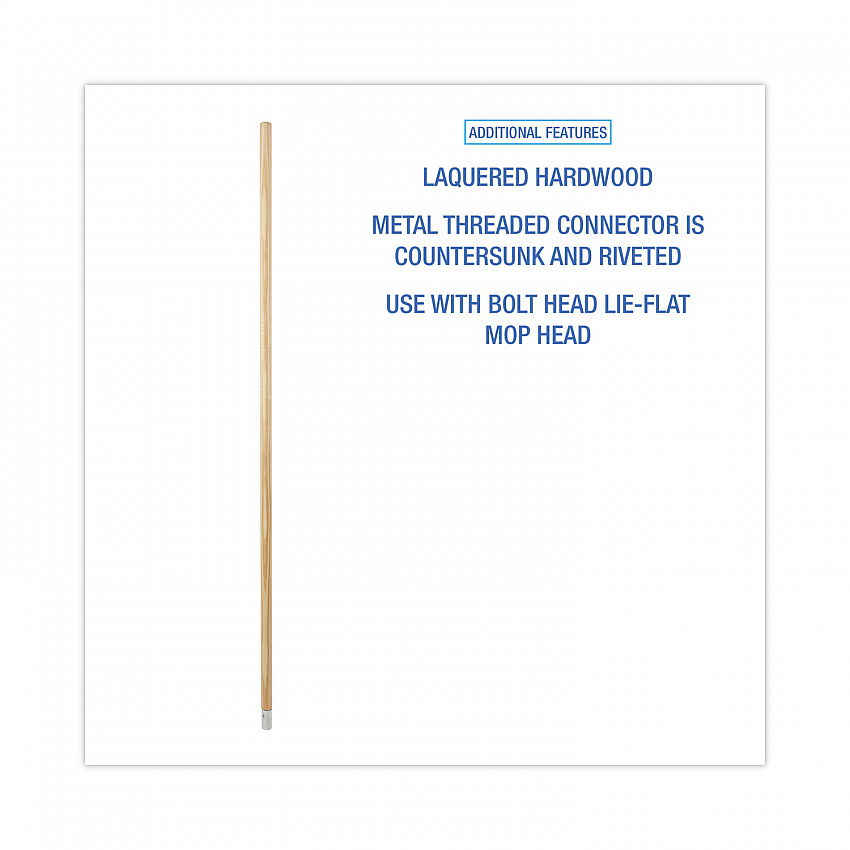 Lie-Flat Screw-In Mop Handle, 1.13" dia x 54", Natural (833)