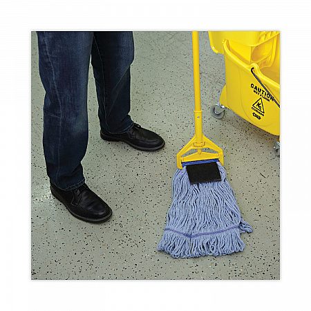 Mop Head, Loop-End, Cotton with Scrub Pad, Medium, 12/Carton (902BL)