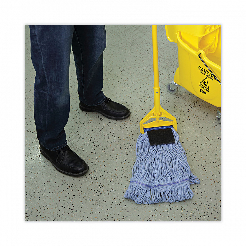 Mop Head, Loop-End, Cotton with Scrub Pad, Medium, 12/Carton (902BL)