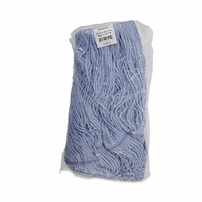 Mop Head, Loop-End, Cotton with Scrub Pad, Medium, 12/Carton (902BL)