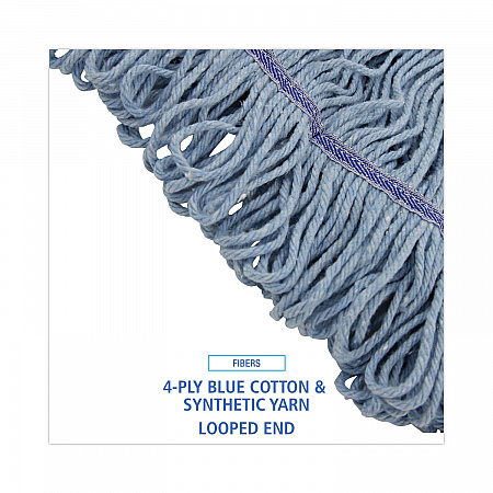 Mop Head, Loop-End, Cotton with Scrub Pad, Large, 12/Carton (903BL)