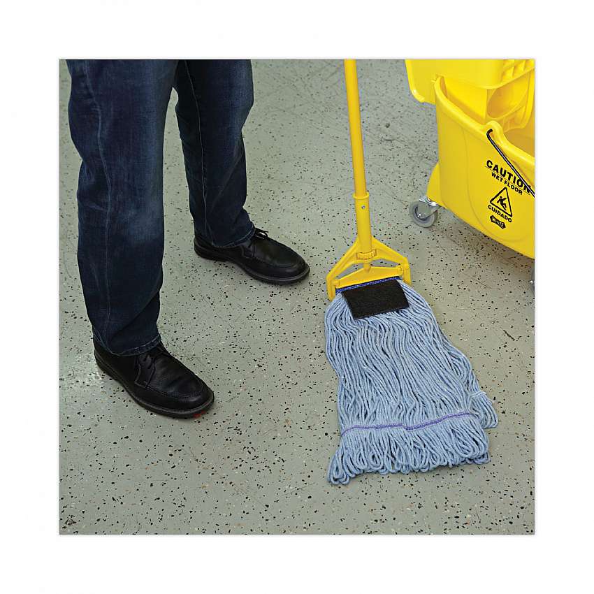 Mop Head, Loop-End, Cotton with Scrub Pad, Large, 12/Carton (903BL)