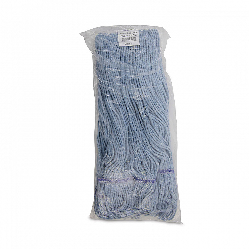 Mop Head, Loop-End, Cotton with Scrub Pad, Large, 12/Carton (903BL)