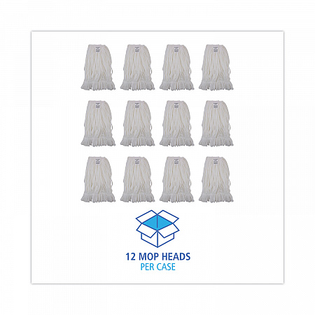 Mop Head, Looped, Enviro Clean With Tailband, Cotton/Synthetic, Medium, White, 12/Carton (8002)