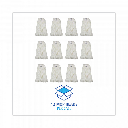 Mop Head, Looped, Enviro Clean With Tailband, Cotton/Synthetic, Large, White, 12/Carton (8003)