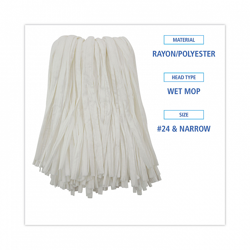 Nonwoven Cut End Edge Mop, Rayon/Polyester, #24, White, 12/Carton (BW2024)