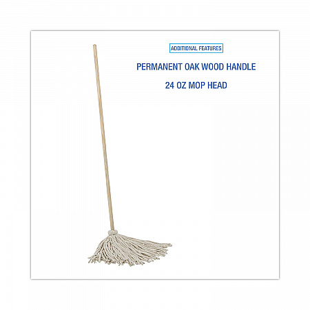 Cotton Deck Mop, #24 White Cotton Head, 50