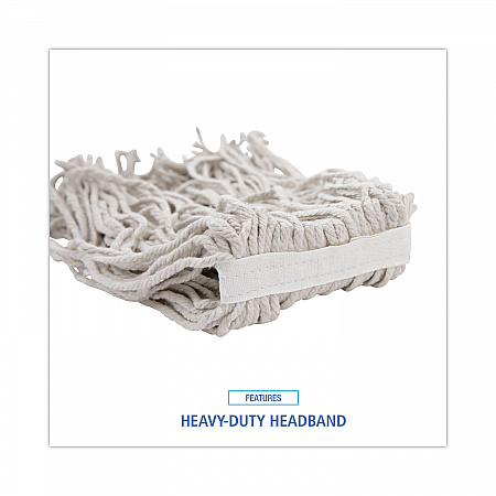 Mop Head, Cotton, Cut-End, White, 4-Ply, #16 Band, 12/Carton (CM02016S)